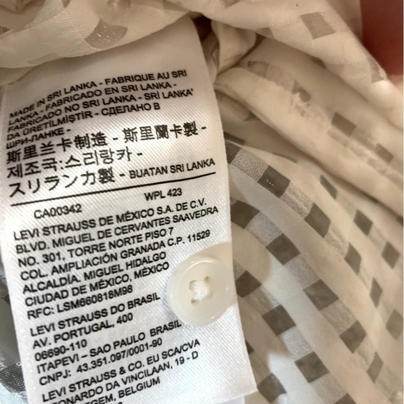 Levis Womens Boho Wrap Top Blouse 3/4 balloon Sleeve Tie Waist size Small Sheer - Picture 5 of 10